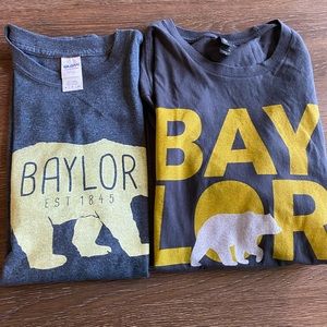 2 Baylor  University T-Shirts size small woman’s Faded Green And Gray